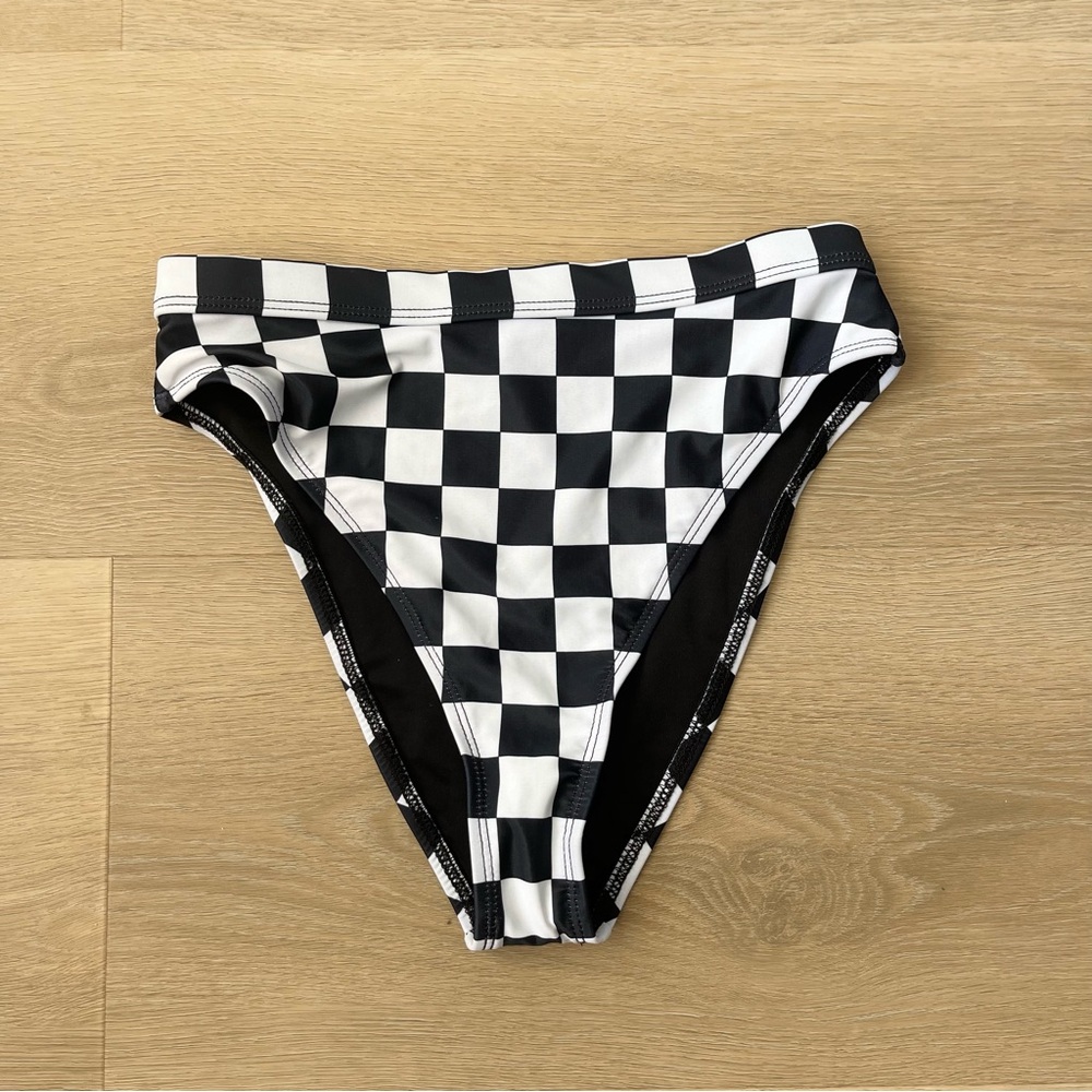NWOT iHeartRaves Checkered Black and White Bikini Bottom Size Small